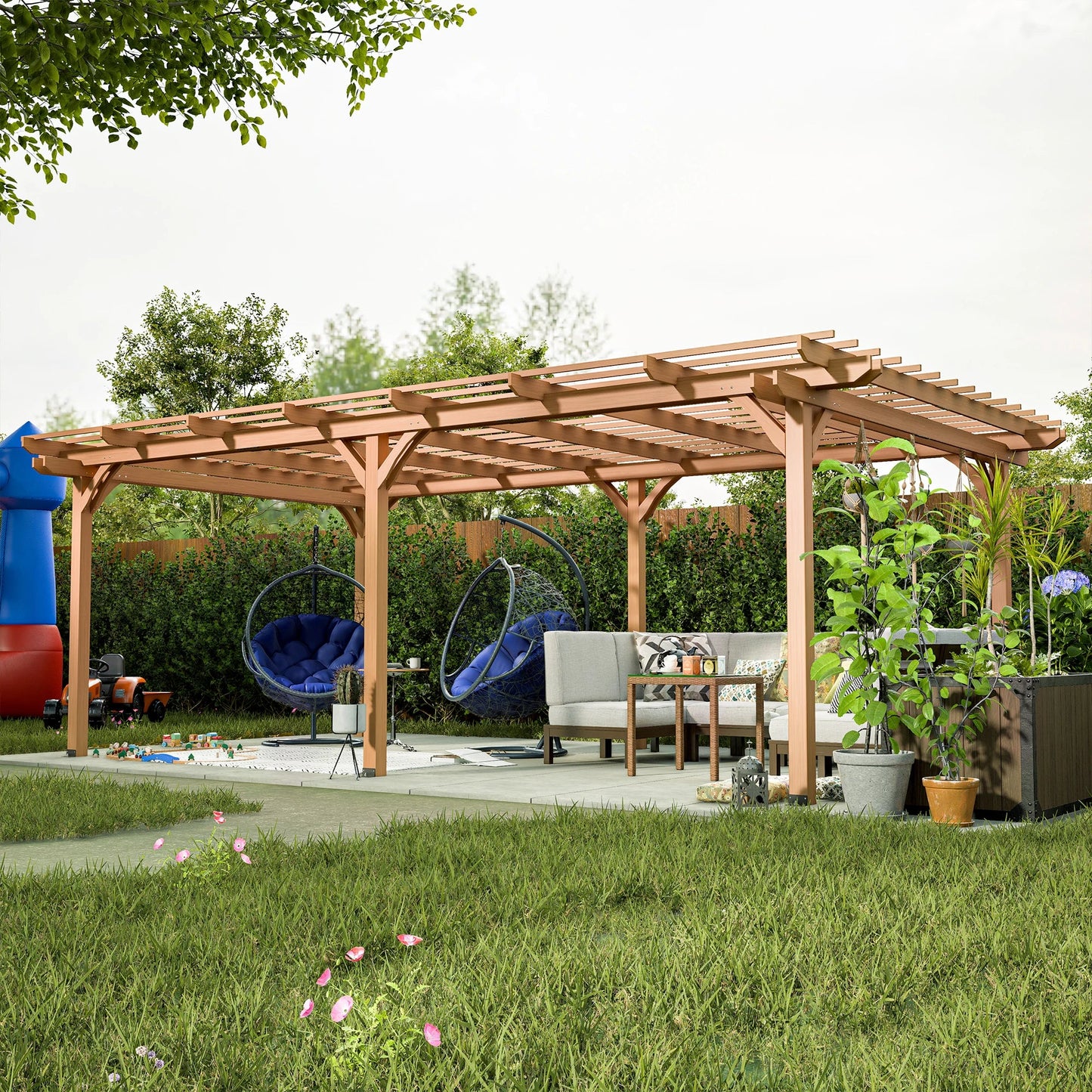 Outdoor Gazebo Wooden Grape Pergola - DailyBasicNeeds.com