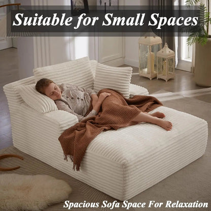 Oversized Chaise Lounge Chair with 3 Comfy Pillows - DailyBasicNeeds.com