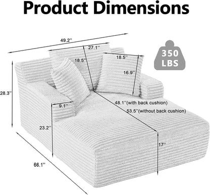 Oversized Chaise Lounge Chair with 3 Comfy Pillows - DailyBasicNeeds.com