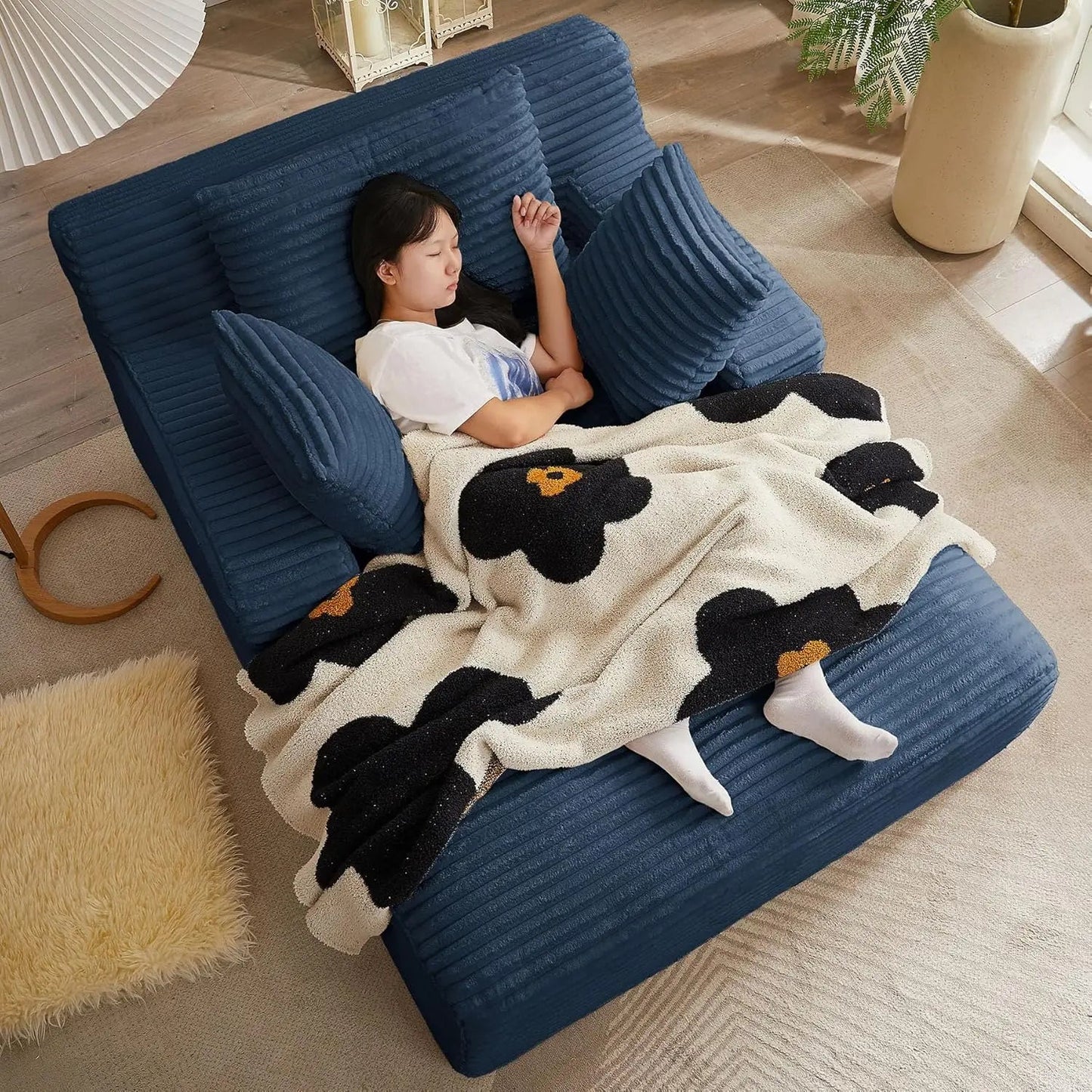 Oversized Chaise Lounge Chair with 3 Comfy Pillows - DailyBasicNeeds.com