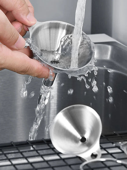 Piece Stainless Steel Funnels Set with Handle – Easy Pour Kitchen Funnels for Mess - Free Food Prep - DailyBasicNeeds.com