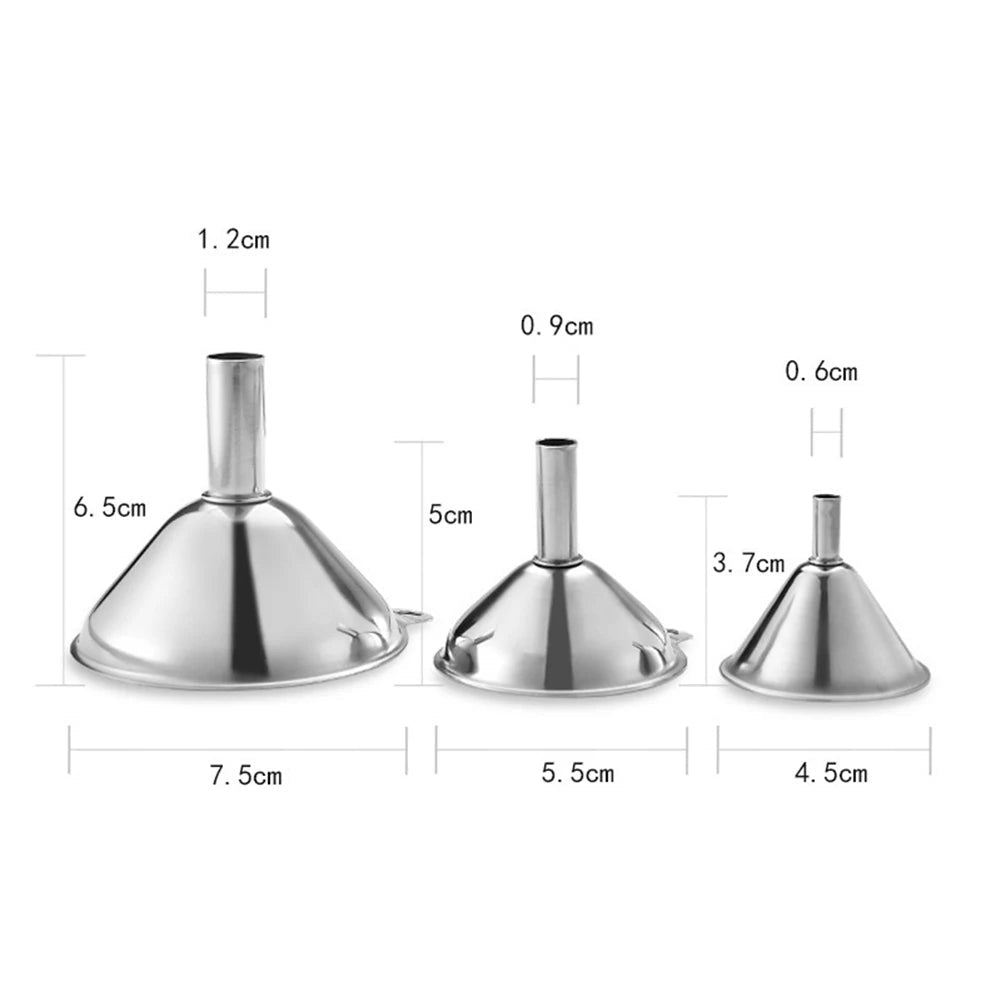 Piece Stainless Steel Funnels Set with Handle – Easy Pour Kitchen Funnels for Mess - Free Food Prep - DailyBasicNeeds.com