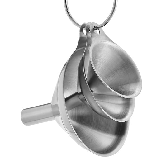 Piece Stainless Steel Funnels Set with Handle – Easy Pour Kitchen Funnels for Mess - Free Food Prep - DailyBasicNeeds.com