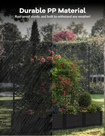 Plastic Planter Box w/ Trellis Rack - DailyBasicNeeds.com