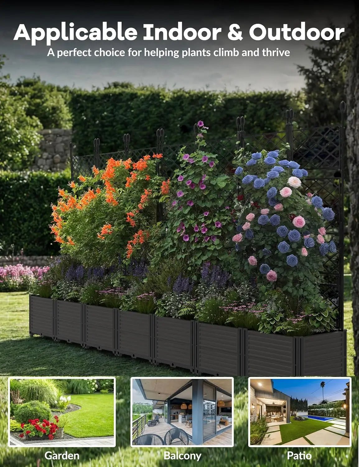 Plastic Planter Box w/ Trellis Rack - DailyBasicNeeds.com
