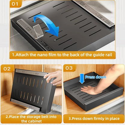 Pull - Out Cabinet Organizer Drawer (Carbon Steel) - DailyBasicNeeds.com