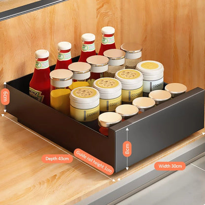 Pull - Out Cabinet Organizer Drawer (Carbon Steel) - DailyBasicNeeds.com