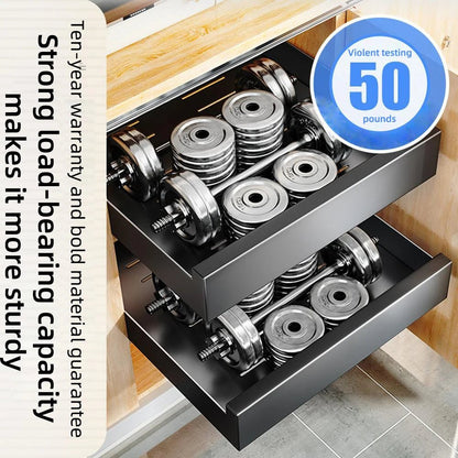 Pull - Out Cabinet Organizer Drawer (Carbon Steel) - DailyBasicNeeds.com