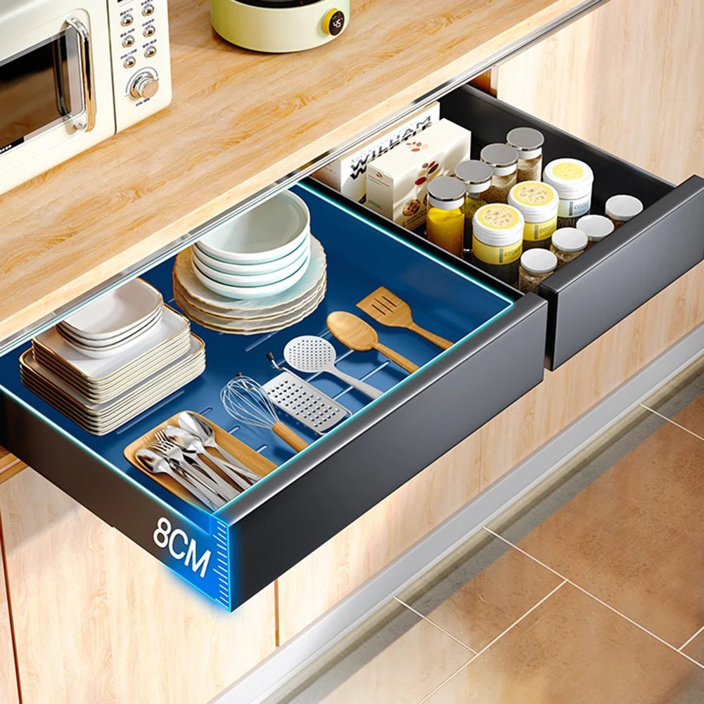 Pull - Out Cabinet Organizer Drawer (Carbon Steel) - DailyBasicNeeds.com