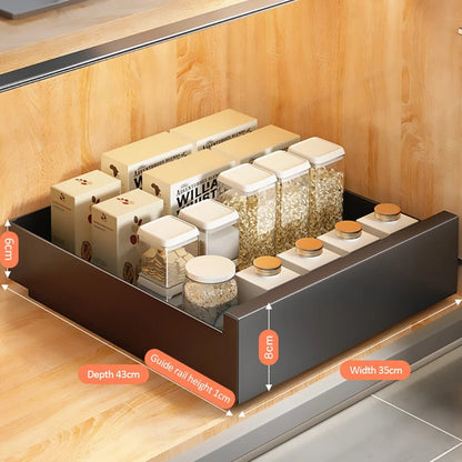 Pull - Out Cabinet Organizer Drawer (Carbon Steel) - DailyBasicNeeds.com