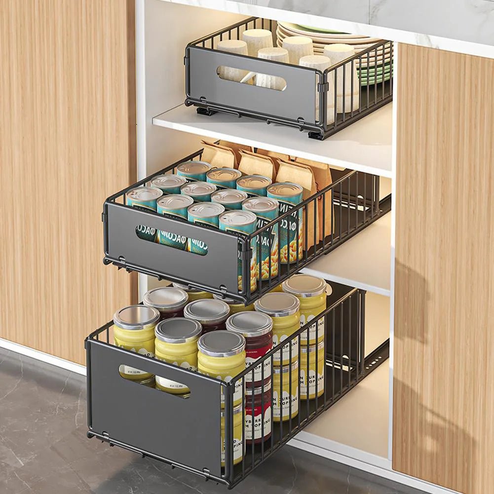 Pull Out Cabinet Organizer Rack - DailyBasicNeeds.com
