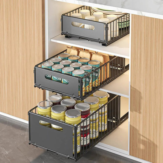 Pull Out Cabinet Organizer Rack - DailyBasicNeeds.com