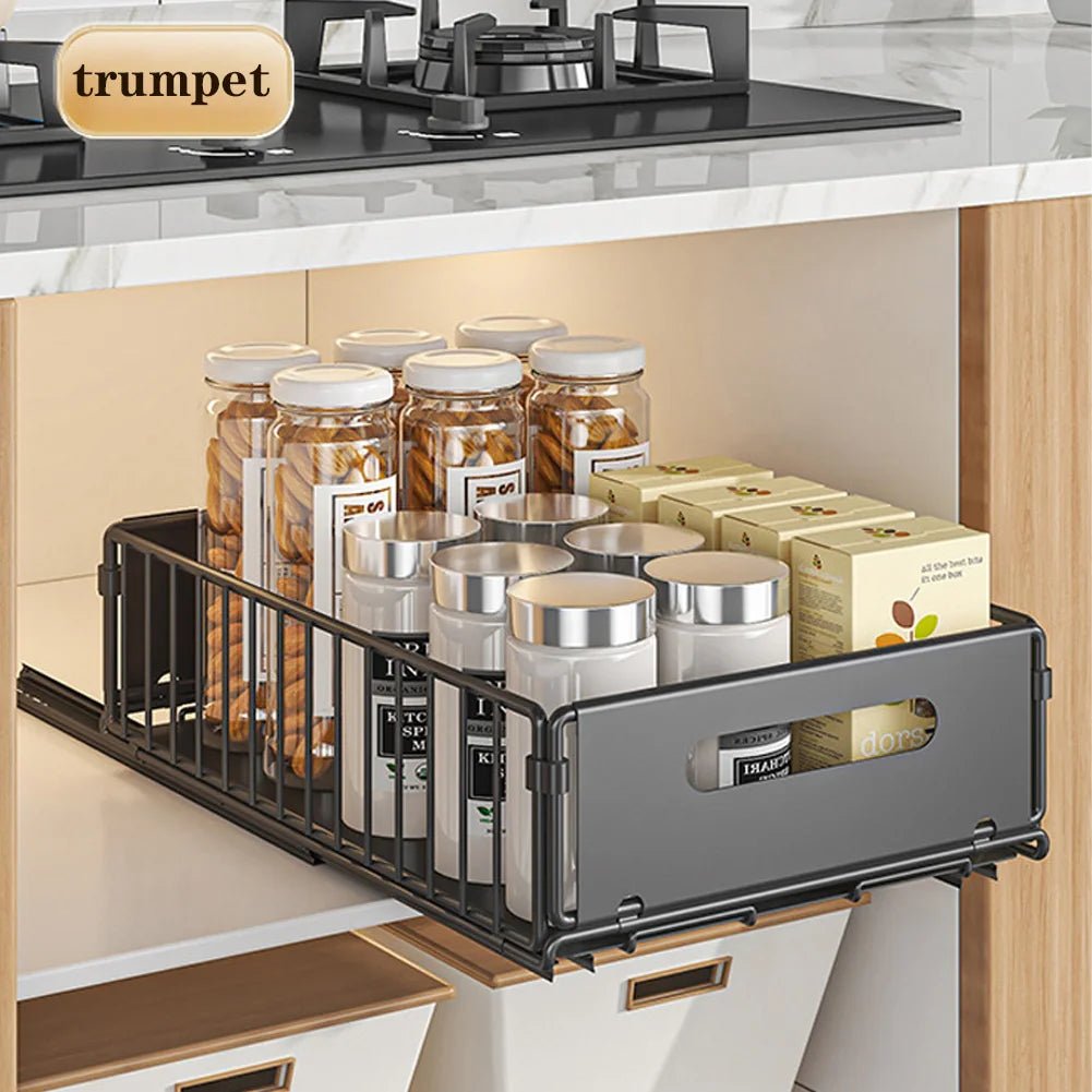 Pull Out Cabinet Organizer Rack - DailyBasicNeeds.com