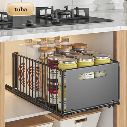 Pull Out Cabinet Organizer Rack - DailyBasicNeeds.com