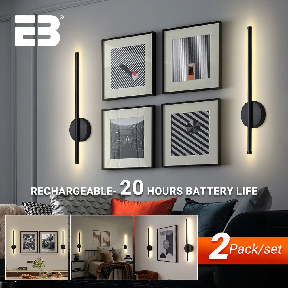 Rechargeable Wall Light LED 50 80cm Dimming Wall Sconce with Remote Control 2 - pack - DailyBasicNeeds.com