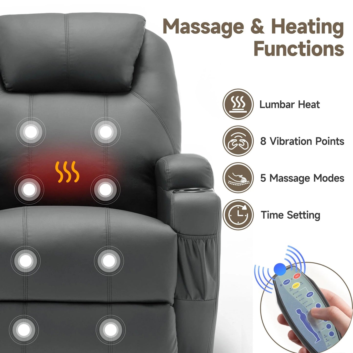 Recliner Chair with Massage and Heat - DailyBasicNeeds.com