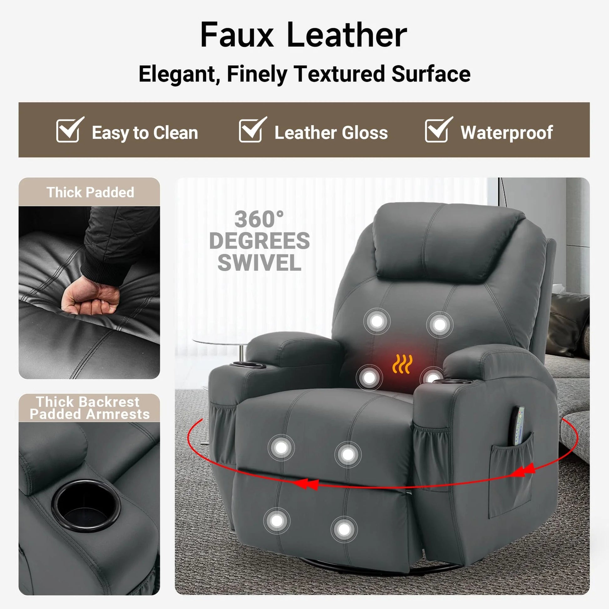 Recliner Chair with Massage and Heat - DailyBasicNeeds.com