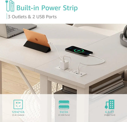Reversible Desk with Power Outlet - DailyBasicNeeds.com
