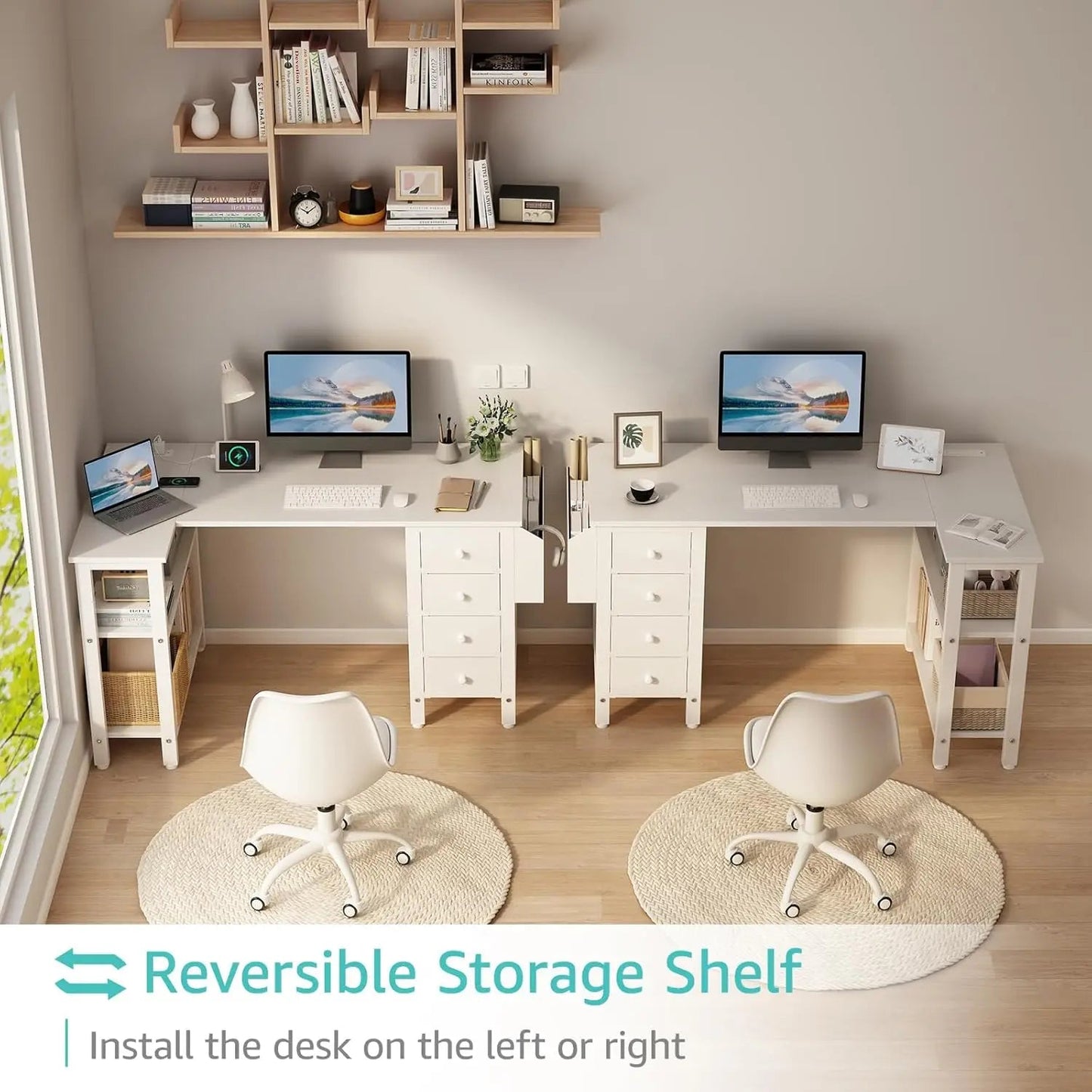 Reversible Desk with Power Outlet - DailyBasicNeeds.com
