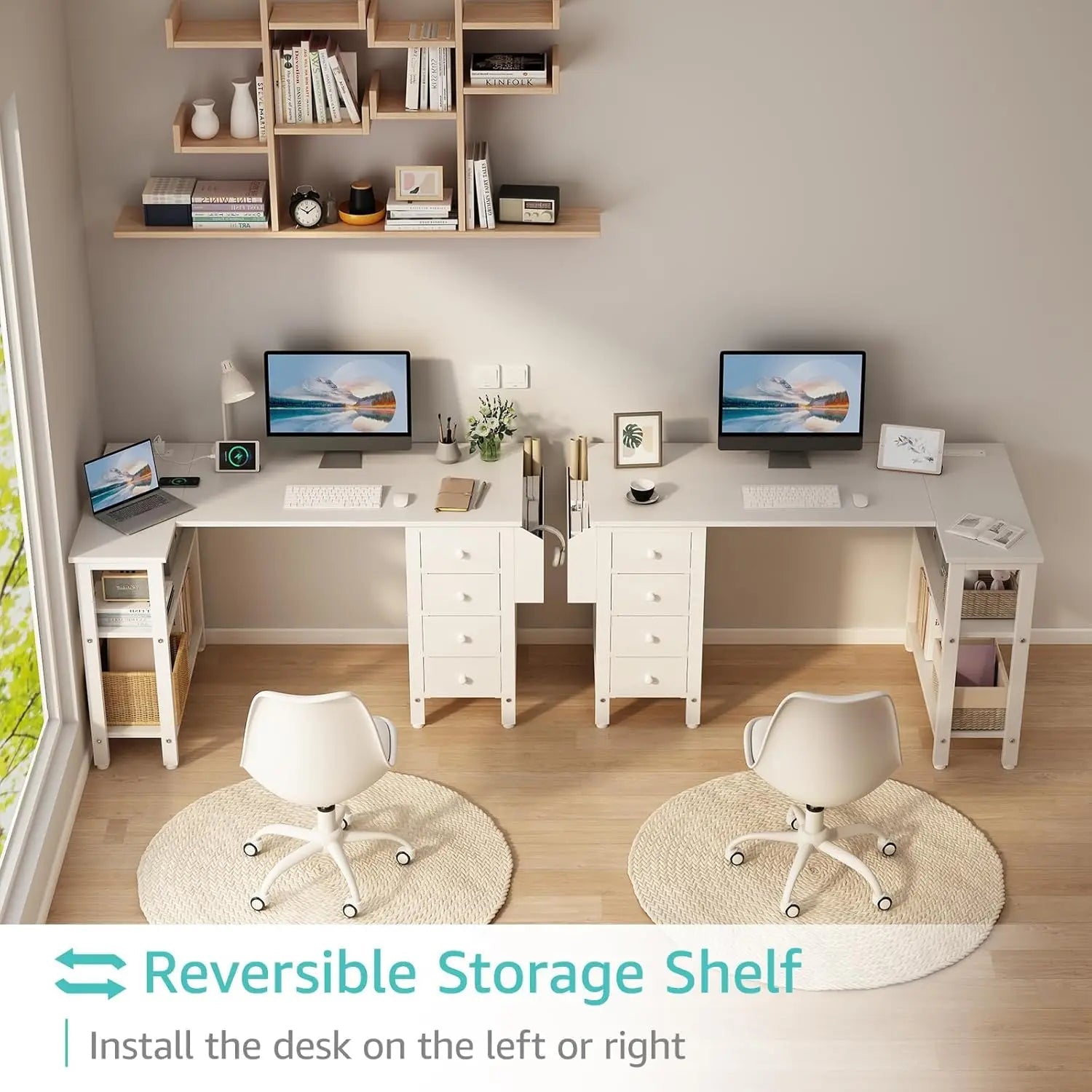 Reversible Desk with Power Outlet - DailyBasicNeeds.com