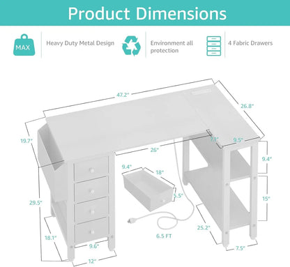Reversible Desk with Power Outlet - DailyBasicNeeds.com