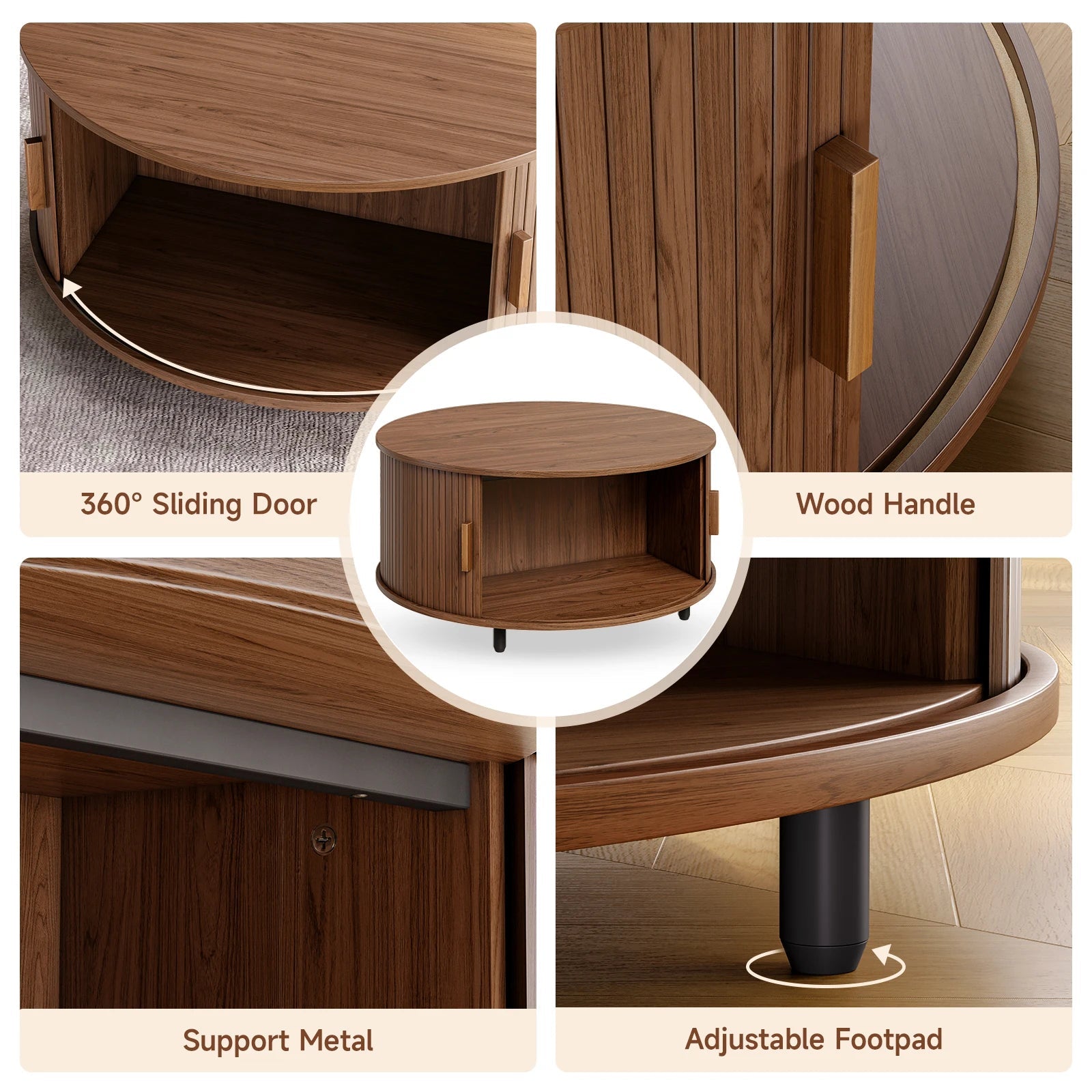 Round Coffee Table with Storage - DailyBasicNeeds.com