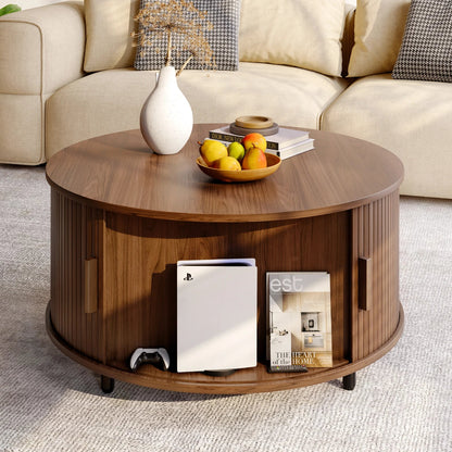 Round Coffee Table with Storage - DailyBasicNeeds.com