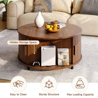 Round Coffee Table with Storage - DailyBasicNeeds.com