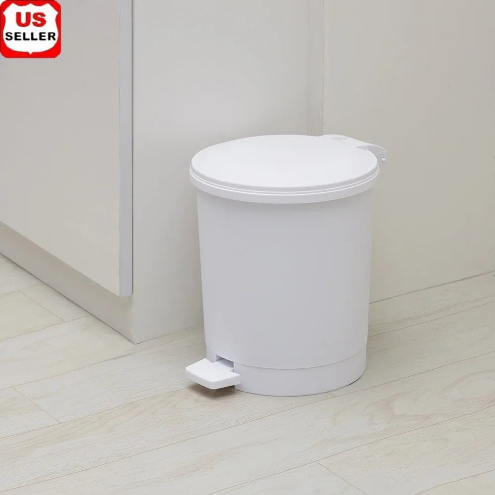 Round Plastic Step Trash Can - DailyBasicNeeds.com