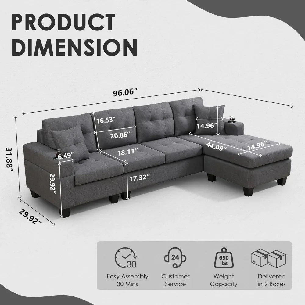 Sectional Sofa Couch - DailyBasicNeeds.com