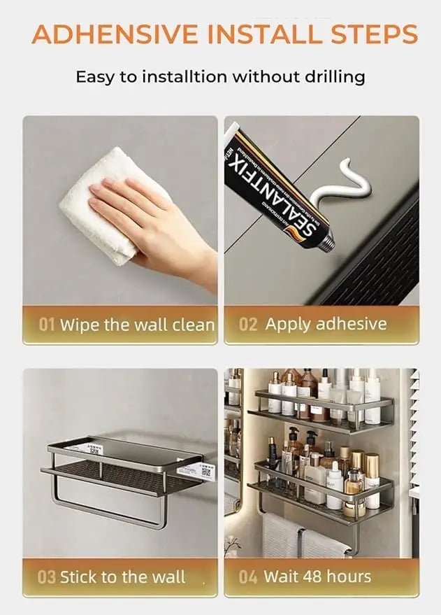 Self Adhesive Bathroom Shelves - DailyBasicNeeds.com
