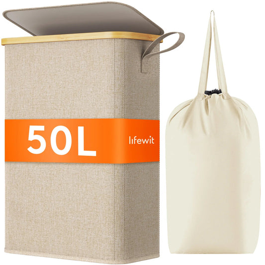 Slim Laundry Hamper with Lid - DailyBasicNeeds.com