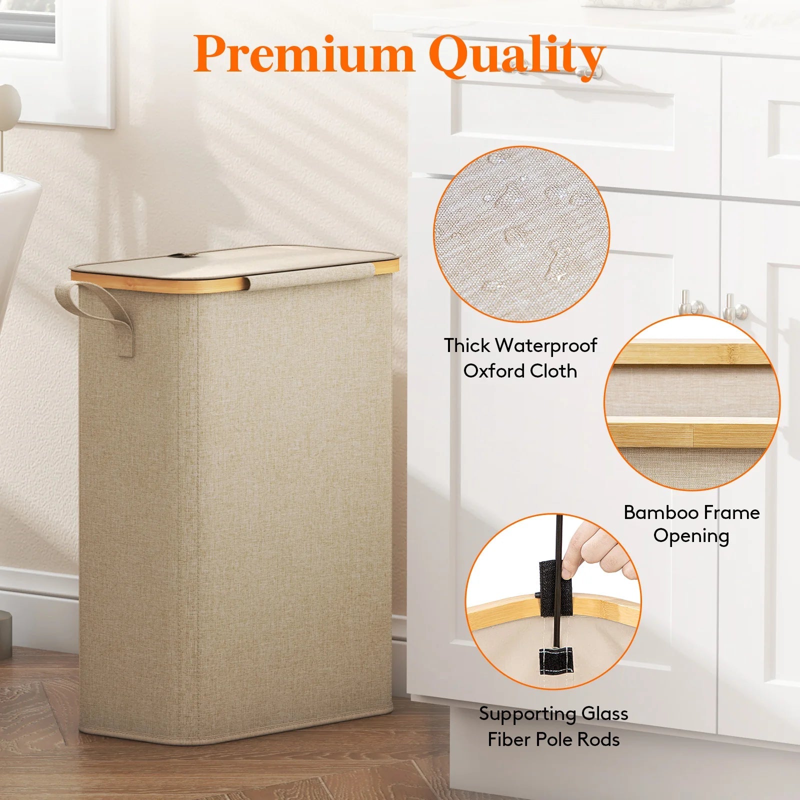 Slim Laundry Hamper with Lid - DailyBasicNeeds.com
