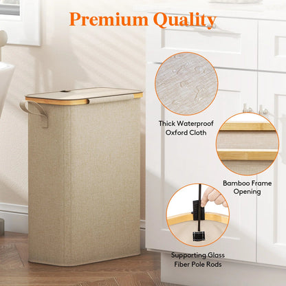 Slim Laundry Hamper with Lid - DailyBasicNeeds.com