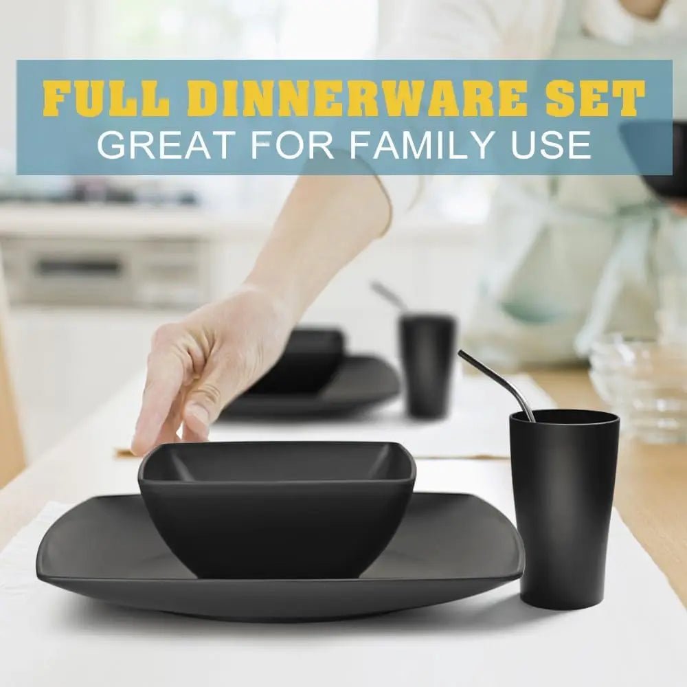Square Dinnerware Set for 8 with 56 pieces of flatware - DailyBasicNeeds.com