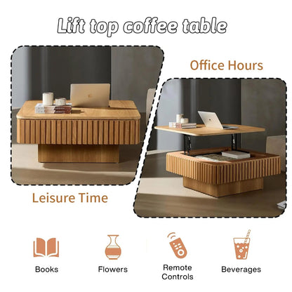 Square Wooden Coffee Table with Hidden Storage - DailyBasicNeeds.com