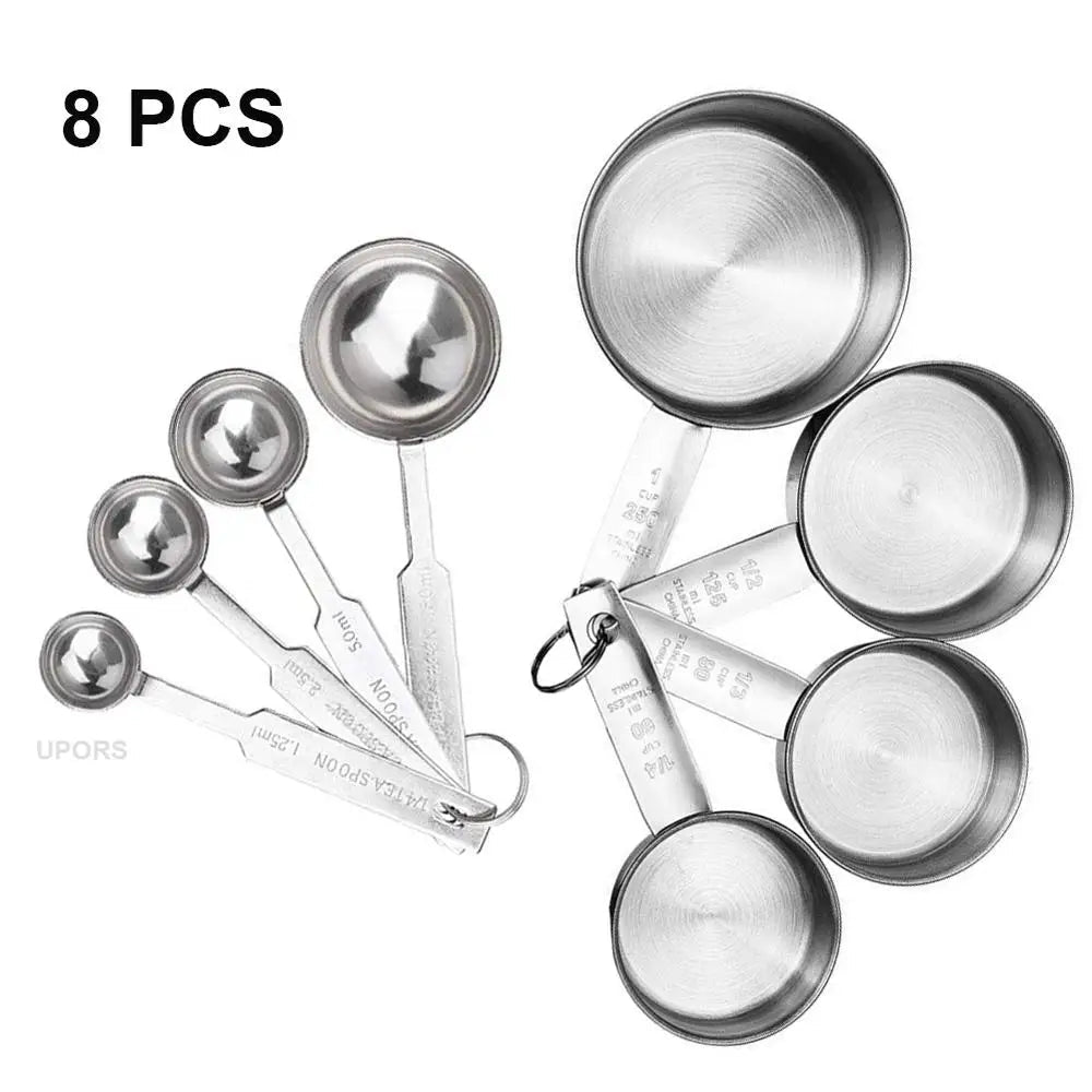 Stainless Steel Measuring Cups and Spoons Set - DailyBasicNeeds.com