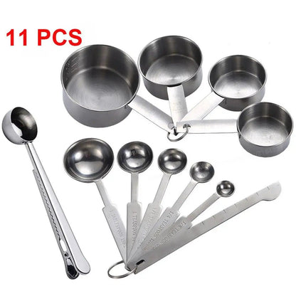 Stainless Steel Measuring Cups and Spoons Set - DailyBasicNeeds.com