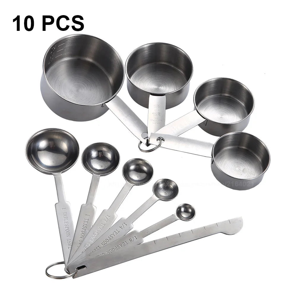 Stainless Steel Measuring Cups and Spoons Set - DailyBasicNeeds.com