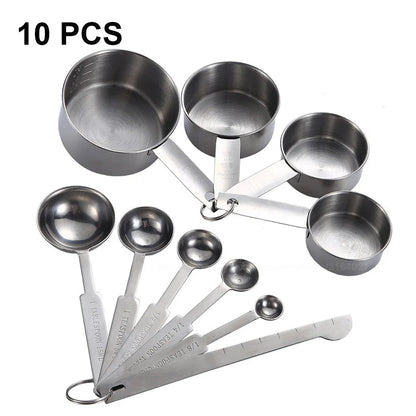 Stainless Steel Measuring Cups and Spoons Set - DailyBasicNeeds.com