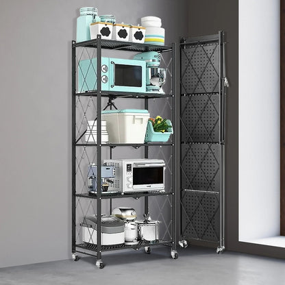 Storage Shelving 5 - Tier With Wheels - DailyBasicNeeds.com