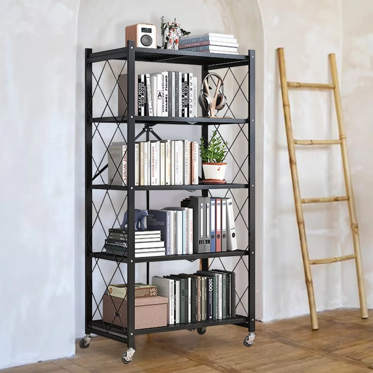 Storage Shelving 5 - Tier With Wheels - DailyBasicNeeds.com