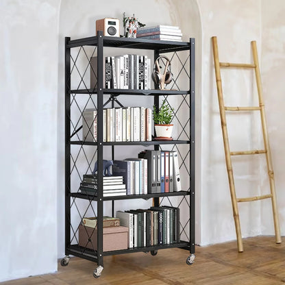 Storage Shelving 5 - Tier With Wheels - DailyBasicNeeds.com