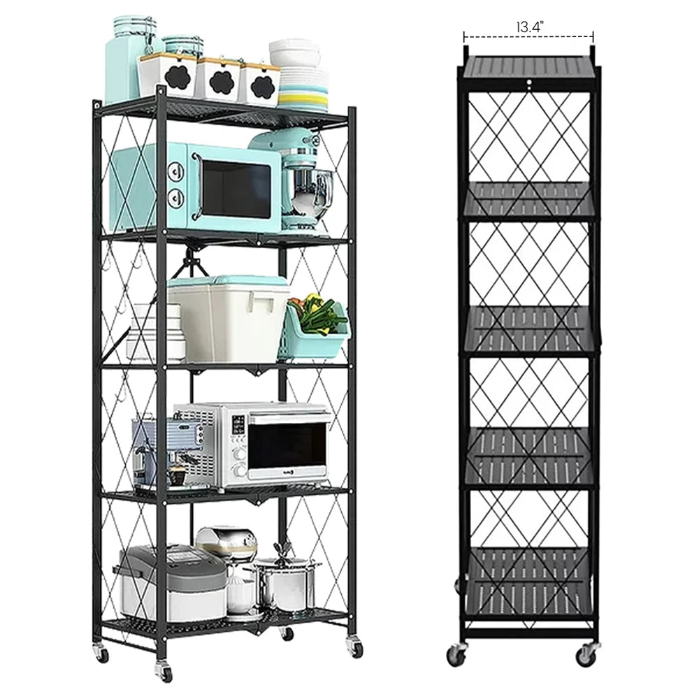 Storage Shelving 5 - Tier With Wheels - DailyBasicNeeds.com