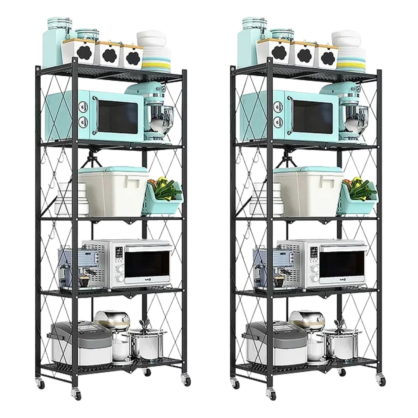 Storage Shelving 5 - Tier With Wheels - DailyBasicNeeds.com