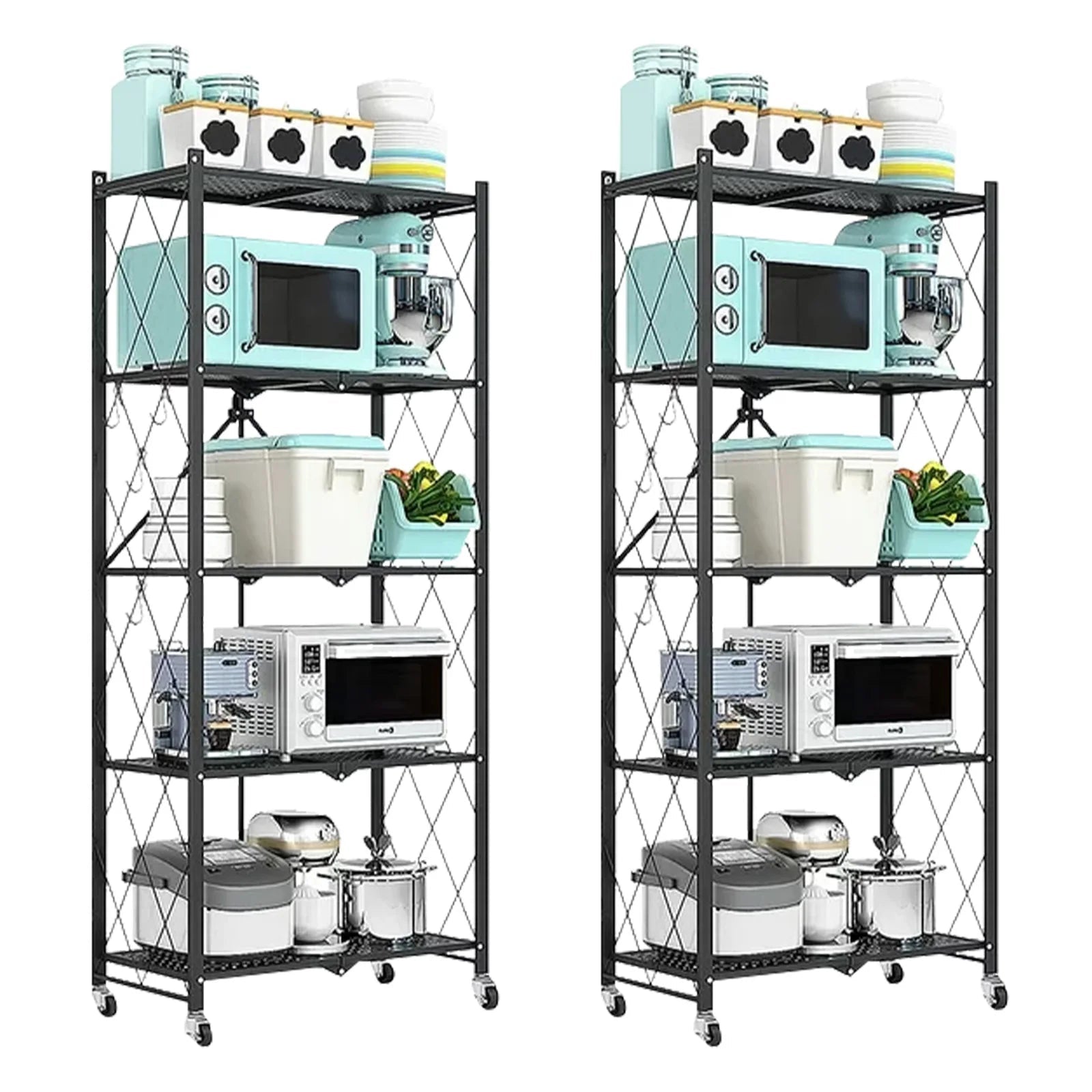 Storage Shelving 5 - Tier With Wheels - DailyBasicNeeds.com
