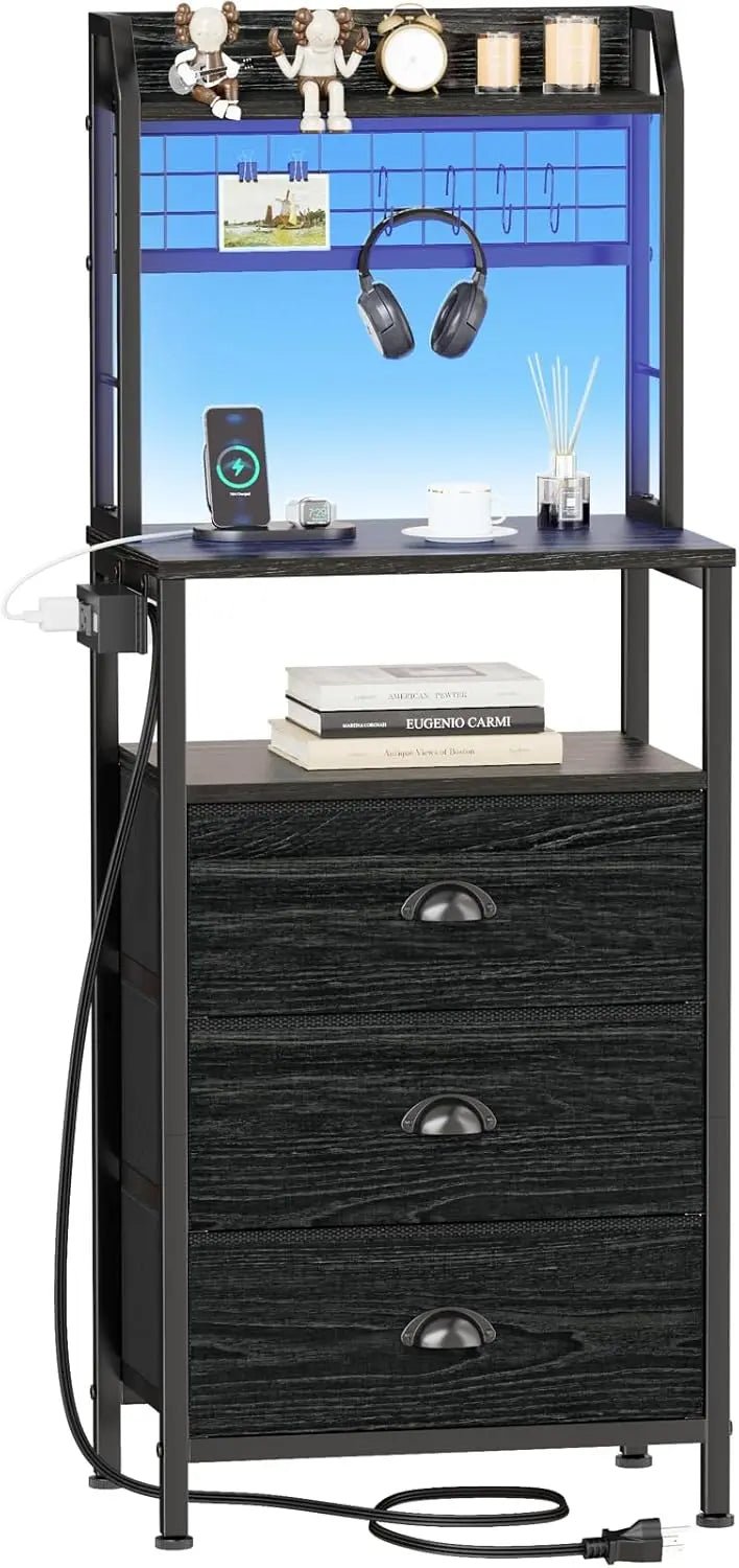 Tall Nightstand with Charging Station - DailyBasicNeeds.com