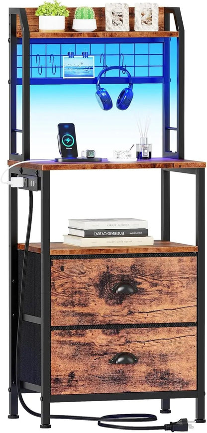 Tall Nightstand with Charging Station - DailyBasicNeeds.com