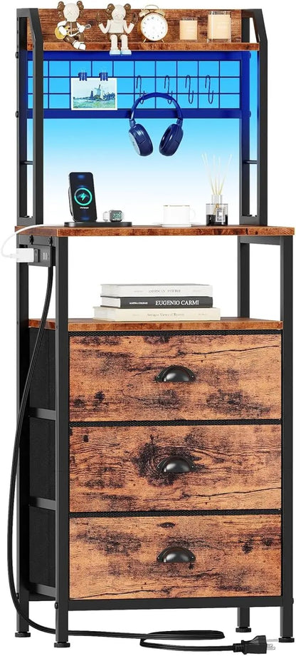 Tall Nightstand with Charging Station - DailyBasicNeeds.com