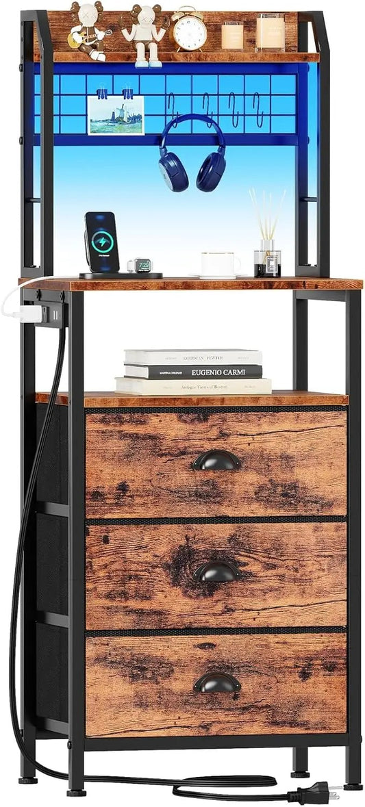 Tall Nightstand with Charging Station - DailyBasicNeeds.com